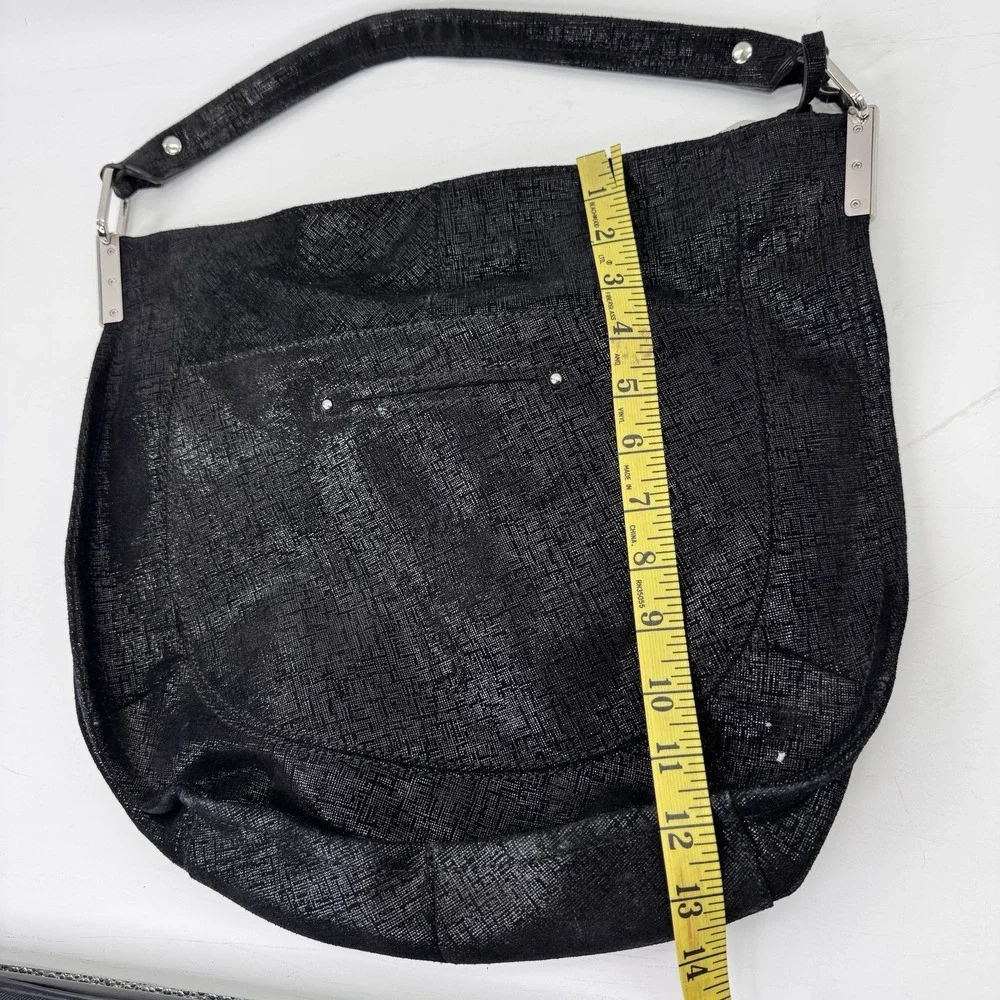 Y2K B MAKOWSKI Hobo Bag Slouchy Black Leather Studded Shoulder Cinched Combo